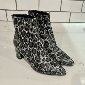 AGL Marette Snake Embossed Leopard Print Leather Ankle Boots Size 36